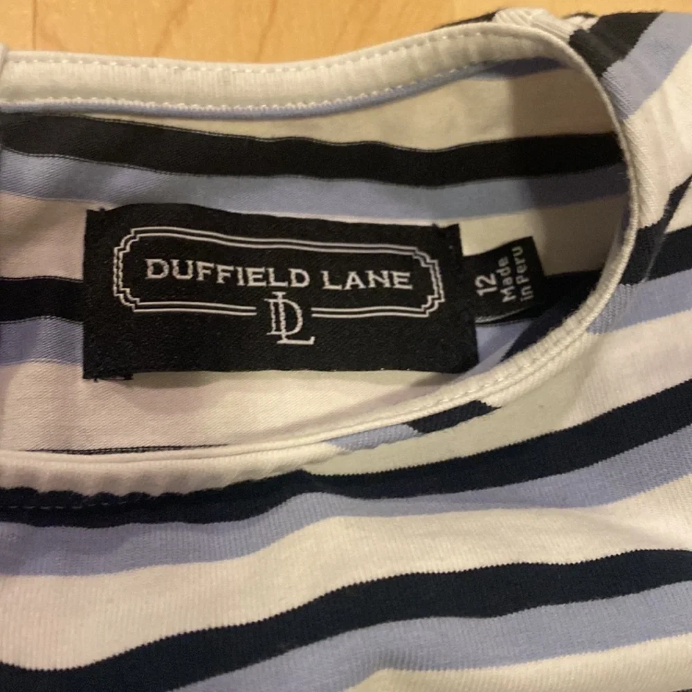 Duffield Lane Blue & White striped Girls dress 12‎